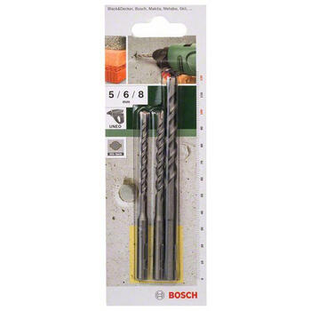 Urbju komplekts betonam SDS Quick, 5/6/8 mm, 2609256908, BOSCH (2609256908)