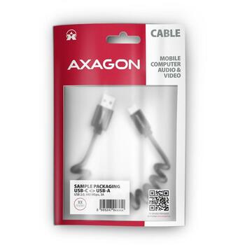 Axagon кабель USB-C к USB-A BUCM-AM10TB 0.6м, 1 USB-C, 1 USB 2.0, черный, 3A, плетеный (BUCM-AM10TB)