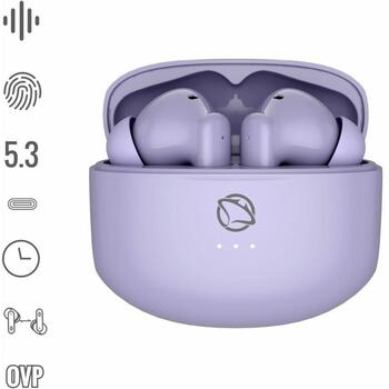 Manta Bezvadu austiņas MTWS008P, 43g, Violeta, Bluetooth 5.3, 20Hz-20KHz, USB-C, Iebūvēts mikrofons, Skārienvadība (MTWS008P)