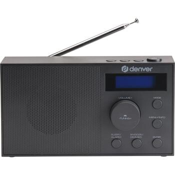 Denver Радио DAB-51B 111111000620, 175mm, 50mm, 95mm, 40 станций, DAB, FM, LCD, будильник, аккумулятор, USB, 3.5mm (111111000620)