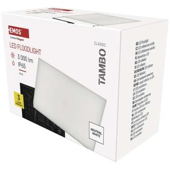 Emos LED прожектор TAMBO ZS2532, 30 W, 3000 lm, IP65, черный, 100 lm/W, алюминиевый корпус, IK08 (ZS2532)