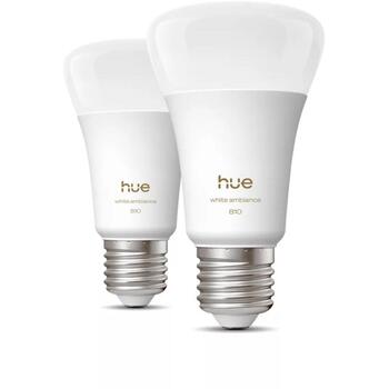 Philips Hue WA 810 A60 2P EU, светодиодная лампа, E27, 6 Вт, 810 лм, 1000-20000K, Bluetooth, Zigbee, 2 шт. (8720169364004)