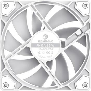 Gamemax Korpusa ventilators FN12A-S5-W, 120mm, 41 cfm, 800-1600 rpm, ARGB LED apgaismojums, caurspīdīgas ventilatora asmeņi (FN12A-S5-W)