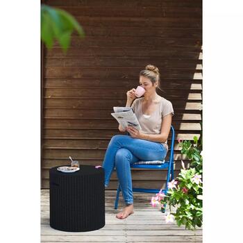 Keter Cool Stool 29200045590, 44x44x44cm, садовый столик/ящик для хранения, коричневый, устойчив к УФ (29200045590)