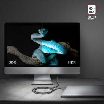 Axagon USB-C к HDMI кабель RVC-HI2MC, 1.8m, 4K/60Hz HDR10, USB Type-C, HDMI 2.1a, 70g, 48x21x10mm (RVC-HI2MC)
