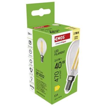 Emos LED лампочка Filament Mini Globe ZF1D22, 3,4 W, 470 lm, теплый белый, E14, 25 000 часов, 360°, 4 чипа (ZF1D22)