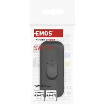 Emos Выключатель A1209, 2,5 A, 250 V, IP20, 1 кнопка провод, однополюсный, винтовой зажим, для кабеля H03VVH2-F, H05VVH2-F: 2 x 0 (A1209)