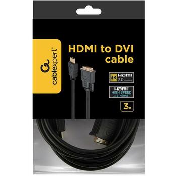 Gembird видеокабель CC-HDMI-DVI-10, 3 м, HDMI, DVI-D, Мужской/Мужской, Золотые контакты (CC-HDMI-DVI-10)