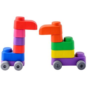 Gerardo's Toys mīksto klucīšu komplekts ar riepām, 21 gab. (15 gab.+ 6 riepu detaļas) (GT3101)