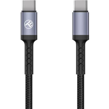 Tellur кабель Type-C к Type-C TLL155421, 200см, 60W PD, 480 Mbit/s, нейлон, черный, быстрая зарядка (TLL155421)