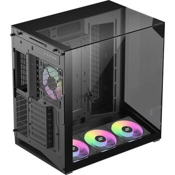 Gamemax Корпус NEX C56 VC BK, 30см x 44.6см x 44.8см, 7 слотов расширения, 2 x USB 3.2 Gen 1, 1 x USB-C 3.2 Gen 2, 1 x наушники (NEX C56 VC BK)