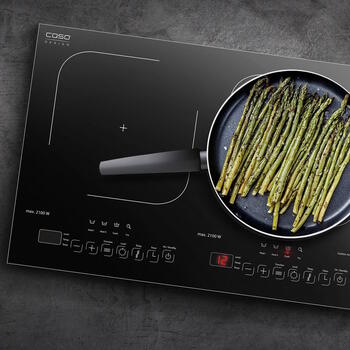 Настольная индукционная плита с 2 зонами нагрева Sensor-Touch дисплеем и таймером чёрная ProGourmet 3500 Caso (02233)