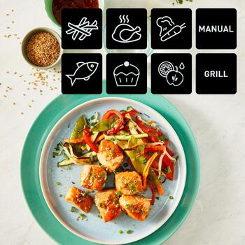 Tefal karstā gaisa friteris EY905D10, 5.2+3.1 L, nerūsējošais tērauds, 8 programmas, sinhronizācijas funkcija (EY905D10)