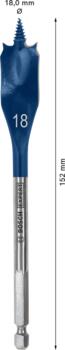 Spalvurbis ar centrējošo smaili, 18x152 mm, Urbjmašīnām/skrūvgriežiem, triecienurbjmašīnām/triecienskrūvgriežiem EXPERT SELF CUT SPEED LĀPSTVEIDA URBIS, 2608900317, BOSCH (2608900317)