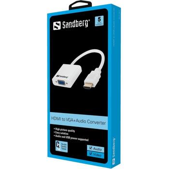Sandberg HDMI в VGA+Audio конвертер 508-77, HDMI A тип мужской, VGA, 3,5 мм, RoHS (508-77)