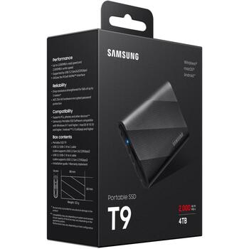 Samsung Внешний SSD MU-PG4T0B/EU 4TB, USB 3.2 Gen 2x2, Скорость чтения 2000 MB/s, Скорость записи 2000 MB/s, Защита паролем (MU-PG4T0B/EU)