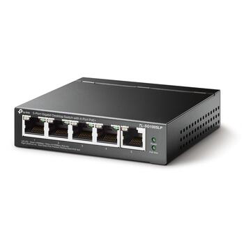 5-портовый гигабитный настольный коммутатор с 4 портами PoE+, TP-Link, TL-SG1005LP, 5× 10/100/1000Mbps RJ45 порты, Без вентилятора (TL-SG1005LP)