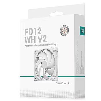 Deepcool dzesēšanas ventilators FD12 WH V2 R-FD12V2-WHNPN1-G, 4-pin PWM, balts, hidro gultņi (R-FD12V2-WHNPN1-G)
