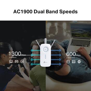 TP-Link RE550 усилитель Wi-Fi, AC1900, 600Mbps 2.4GHz, 1300Mbps 5GHz, Gigabit Ethernet, режим точки доступа (RE550)