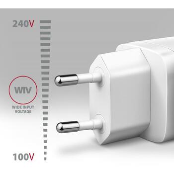 Axagon Зарядное устройство ACU-PQ20W 20W, Входное напряжение 100-240V, 2 USB порта, Быстрая зарядка, Защита от перегрузки (ACU-PQ20W)