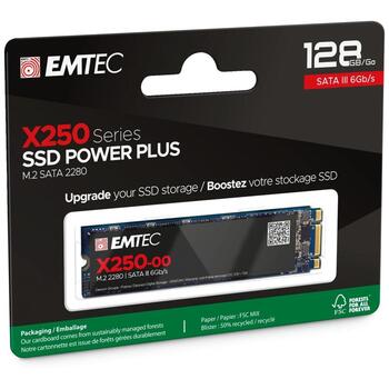 Emtec SSD M2 SATA X250 ECSSD128GX250, 128 ГБ, до 520 МБ/с, до 500 МБ/с, SATA III 6 Гбит/с, M2 2280, 2 000 000 часов (ECSSD128GX250)