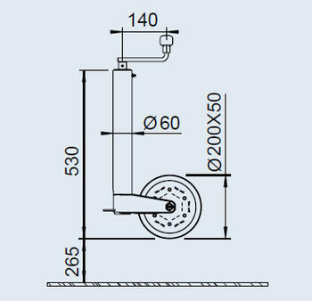Piekabes atbalsts ar riteni STUETZRAD, 500kg, 200x50mm; 243888 AL-KO (243888)