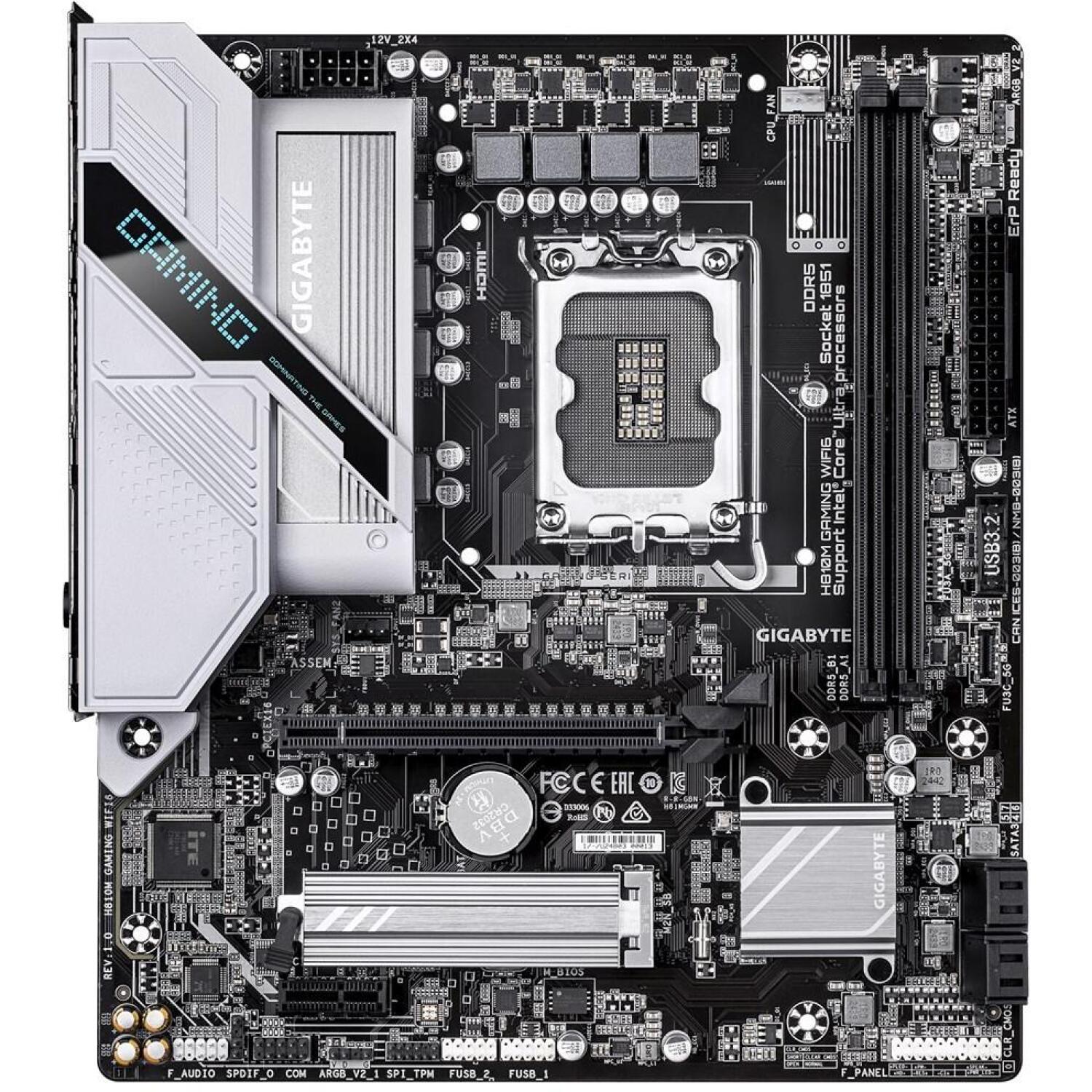 Gigabyte H810M GAMING WIFI6 материнская плата, H810M GAMING WIFI6, 4+1+2 фазы VRM, до 6400MHz DDR5, 1xPCIe 4.0 M.2, 2.5GbE LAN (H810M GAMING WIFI6)