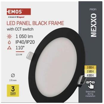 Emos LED светильник NEXXO ZD1333, 12,5 Вт, 1050 лм, IP40, черный, 170 мм, 30 000 часов, 110°, 3 000/3 500/4 000 K (ZD1333)