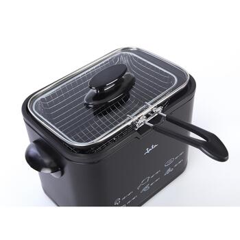 Jata Фритюрница FR5600, 1,3L, 1000W, металл, силикон, регулируемый термостат, стеклянная крышка, масляный фильтр (FR5600)