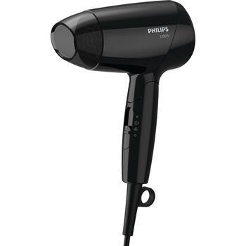 Philips matu fēns BHC010/10 1200 W, 3 siltuma līmeņi, 1 ātrums, salokāma rokturis, melns, 1,5 m vads, aukstā gaisa funkcija (BHC010/10)