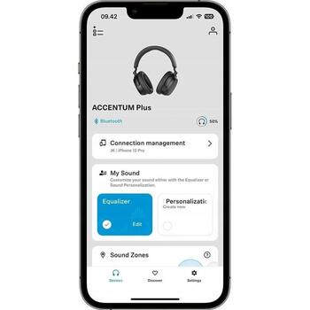 Sennheiser наушники ACPAEBT Accentum Plus 700176, Bluetooth 5.2, 50ч, 95 Ohm, 10-22000Hz, 106dB, шумоподавление, микрофон, черные (700176)