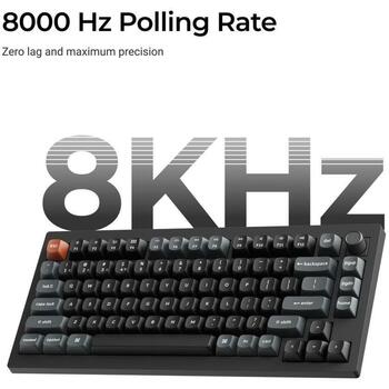 Keychron V1U-D3 klaviatūra, 75%, 8000 Hz, Bluetooth 5.3, RGB LED, 4000 mAh, 660 h akumulatora darbības laiks, PBT taustiņi (V1U-D3)