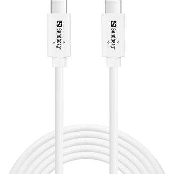 Sandberg USB-C к USB-C кабель 136-54, 100 Вт, 200 см, белый, PVC, 2x USB-C male (136-54)