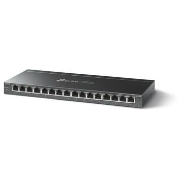 TP-LINK TL-SG116P настольный коммутатор, 16xRJ-45, 10/100/1000Mbps, PoE+ 120W, 32Gbps, 23.8Mpps, без вентилятора (TL-SG116P)