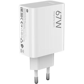 Ātrās uzlādes lādētājs USB-A 67 W HyperCharge MDY-12-EH USB-A ports 100–240 V līdz 67 W USB-C kabelis komplektā BHR9465EU Balta Xiaomi (BHR9465EU)