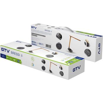 Gtv настольная лампа LB-BRE8W-15, 8Вт, 400лм, 3-CCT, 220-240В, IP20, беспроводная зарядка, USB, серая, диммер, сенсорная панель (LB-BRE8W-15)