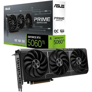 Asus Видеокарта PRIME-RTX5060TI-O16G 16ГБ, GDDR7, 128 бит, PCI Express 5.0, 3 вентилятора, NVIDIA G-SYNC, готова к VR (PRIME-RTX5060TI-O16G)