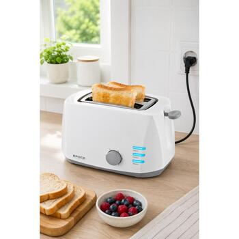 Brock BT 1002 WH Тостер, 800 Вт, 2 отсека, 6 уровней, разморозка, подогрев, съемный поддон (BT 1002 WH)