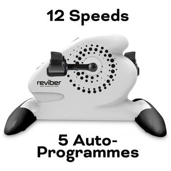 Reviber Motorizēts velotrenažieris RV-BIMI/ER-08, 20W, 5 masāžas režīmi, 12 ātrumi, vadu rokas pults, neslīdošas kājiņas (RV-BIMI/ER-08)
