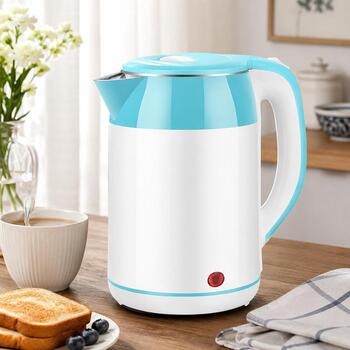 Brock WK 5521 WH чайник, 1,8 л, 1500 Вт, 360° основание, белый/светло-синий, пластик, дисковый нагревательный элемент (WK 5521 WH)