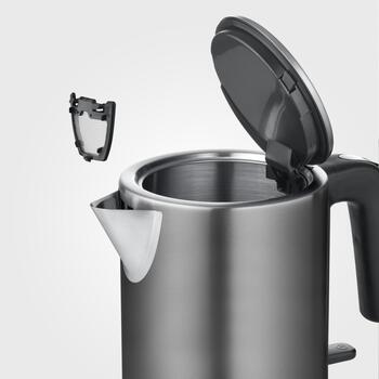 Severin Чайник WK 009342, 1.0 л, 2400 Вт, серый, индикатор уровня воды, съемный фильтр от накипи (WK 009342)