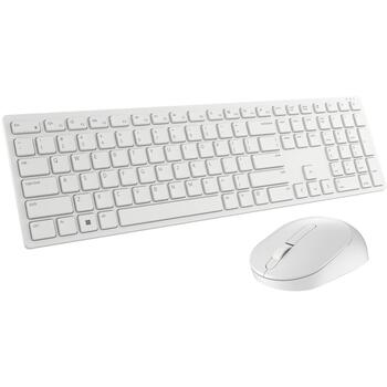 Dell Клавиатура и мышь KM5221W Pro 580-AKFB, 2.4GHz, 3 кнопки, QWERTY, Русский, белый, беспроводной, мышь в комплекте (580-AKFB)