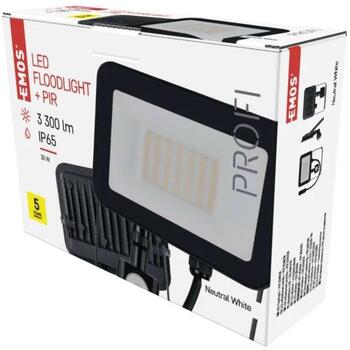 Emos LED прожектор INOVO ZS2732, 30 W, 3300 lm, IP65, 120°, 4000 K, PIR датчик, алюминий, стекло (ZS2732)