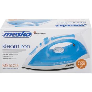 Mesko Tvaika gludeklis MS 5023, 2200 W, ar vadu, nerūsējošā tērauda, tvaika trieciens, pretkaļķu funkcija (MS 5023)