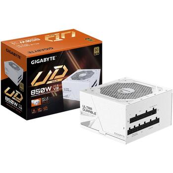 Gigabyte UD850GM PG5 ICE barošanas bloks, 850 W, 80 PLUS Gold, pilnībā modulārs, 120 mm ventilators, ATX 3.1 (GP-UD850GM PG5 ICE)