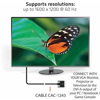 Club3D Video kabeļa adapteris CAC-1243 DVI-A uz VGA M/M 3m 28AWG, atbalsta 1600 x 1200@60Hz, vienvirziena (CAC-1243)