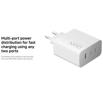 Super jaudīgs universāls lādētājs mobilajām ierīcēm un portatīvajiem datoriem ar USB-A un 2× USB-C pieslēgvietām Type-G balts BHR087MEU Xiaomi (BHR087MEU)