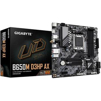 Gigabyte B650M D3HP AX 1.3, AMD Socket AM5, 5+2+2 fāzes VRM, līdz 8000MHz DDR5, 2xPCIe 4.0 M.2, Wi-Fi 6E, 2.5GbE LAN (B650M D3HP AX 1.3)