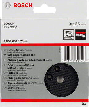 Gumijas slīpšķīvis 125 mm PEX 220 A, Ekscentra slīpmašīnām SLĪPĒŠANAS PAMATNE AR 8 ATVERĒM, 2608601175, BOSCH (2608601175)