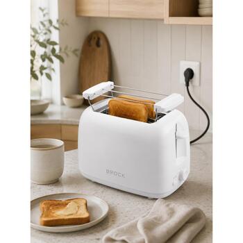 Brock BT 1008 WH Tosteris, 750W, 2 šķēles, balts, regulējams līmenis, automātiska izslēgšanās (BT 1008 WH)